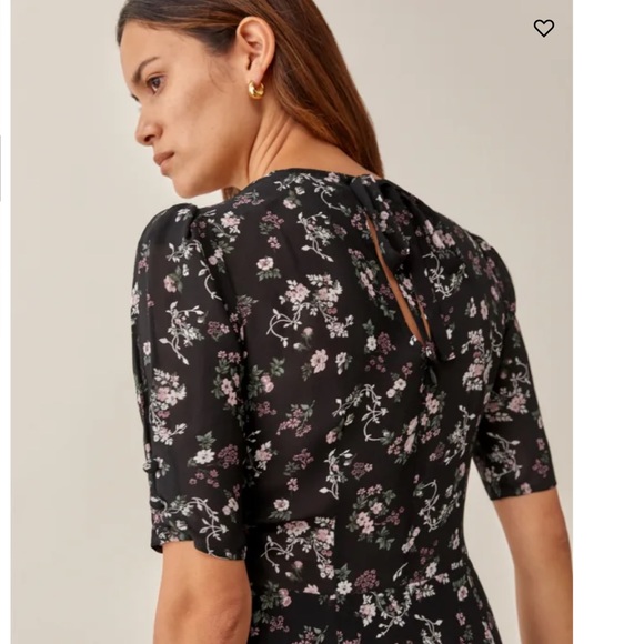 Reformation Bard Dress Mini Puff Sleeve Jolene Georgette Floral Size 12 - Picture 2 of 14